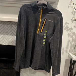 Eddie Bauer Charcoal Pullover with Mustard Accents